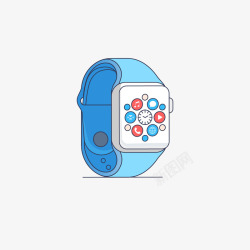 蓝色智能手表插图矢量图素材
