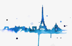 水彩埃菲尔铁塔水墨巴黎高清图片