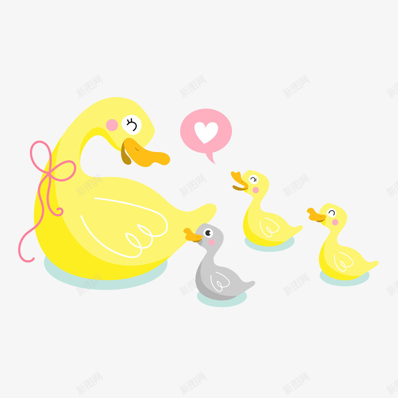 鸭妈妈和鸭宝宝手绘图png免抠素材_新图网 https://ixintu.com 动物 可爱的 小黄鸭 手绘图 鸭妈妈 鸭宝宝