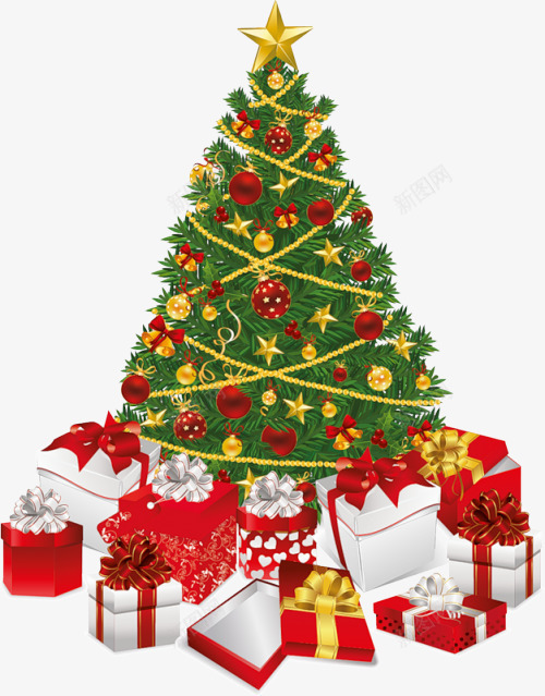 圣诞树下的礼盒png免抠素材_新图网 https://ixintu.com 圣诞树 圣诞节 淘宝 礼品 礼盒 绿色