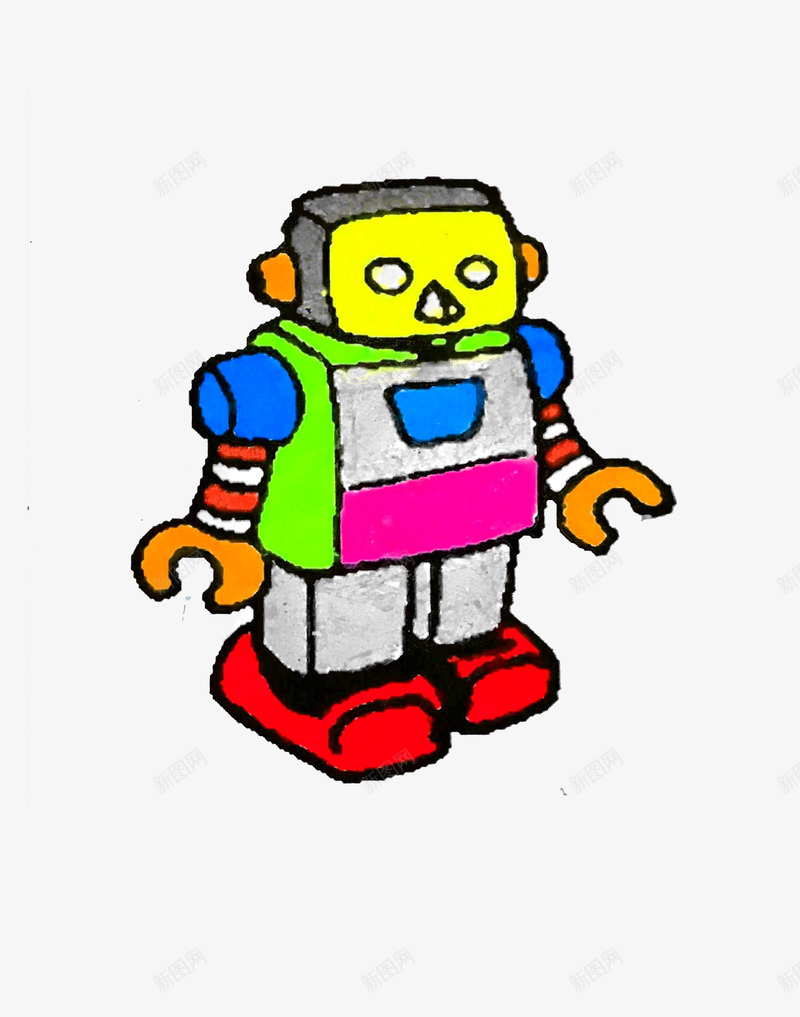 手绘彩色机器人png免抠素材_新图网 https://ixintu.com 彩色 彩色机器人 手绘 机器 机器人 机械