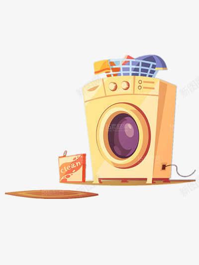 卡通洗衣机png免抠素材_新图网 https://ixintu.com 卡通 洗衣机 衣服