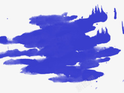 水墨画卷轴蓝色笔刷高清图片