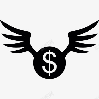 美元硬币的翅膀图标图标