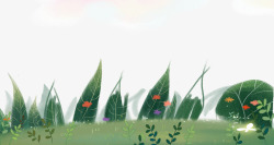 夏天仙人草夏天手绘小清新草装饰边框高清图片
