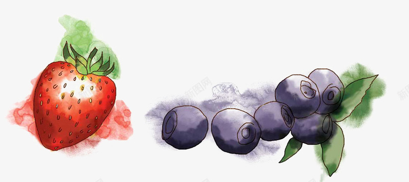 彩绘草莓葡萄png免抠素材_新图网 https://ixintu.com 彩绘水果 水彩提子 水彩葡萄 草莓