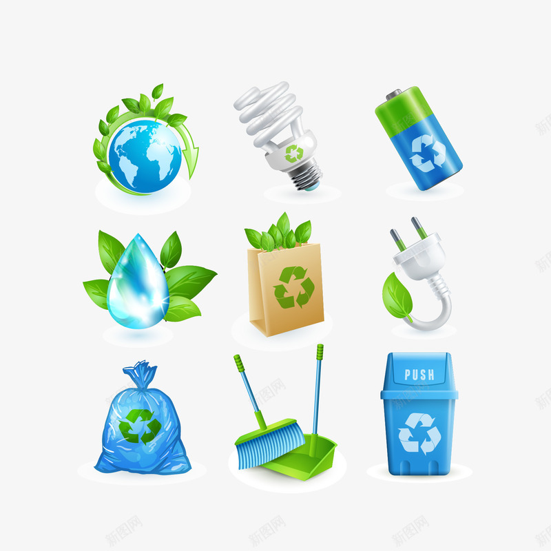 蓝色垃圾袋图标png_新图网 https://ixintu.com 垃圾袋 按钮图标 标志图标 生态环保 绿色环保 节能环保 蓝色 袋子