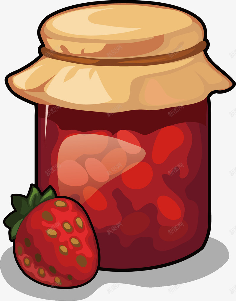 美味的草莓酱矢量图ai免抠素材_新图网 https://ixintu.com 卡通 新鲜草莓 果酱 水果 玻璃 瓶子 矢量图