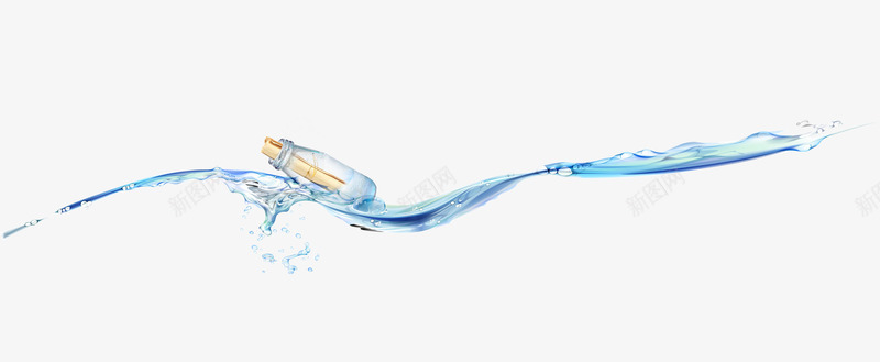 水上的玻璃瓶png免抠素材_新图网 https://ixintu.com 水纹 海面 漂流瓶 玻璃瓶 瓶子 装饰图案