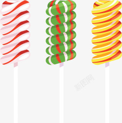 彩色螺旋棒棒糖糖果矢量图素材