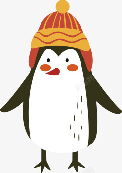 戴帽子的可爱冬天企鹅矢量图素材