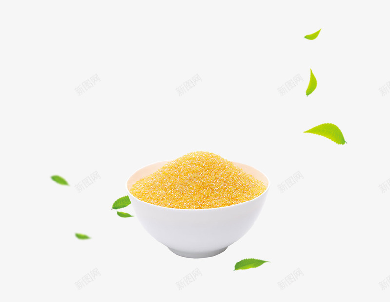 玉米糁食品png免抠素材_新图网 https://ixintu.com 玉米糁 白瓷碗 白色 飘叶 食品