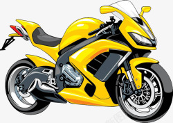 手绘插图机械摩托车赛车素材