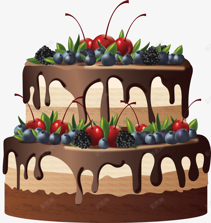 水果点缀巧克力蛋糕png免抠素材_新图网 https://ixintu.com 巧克力 巧克力蛋糕 水果点缀 水果蛋糕 矢量png 蛋糕