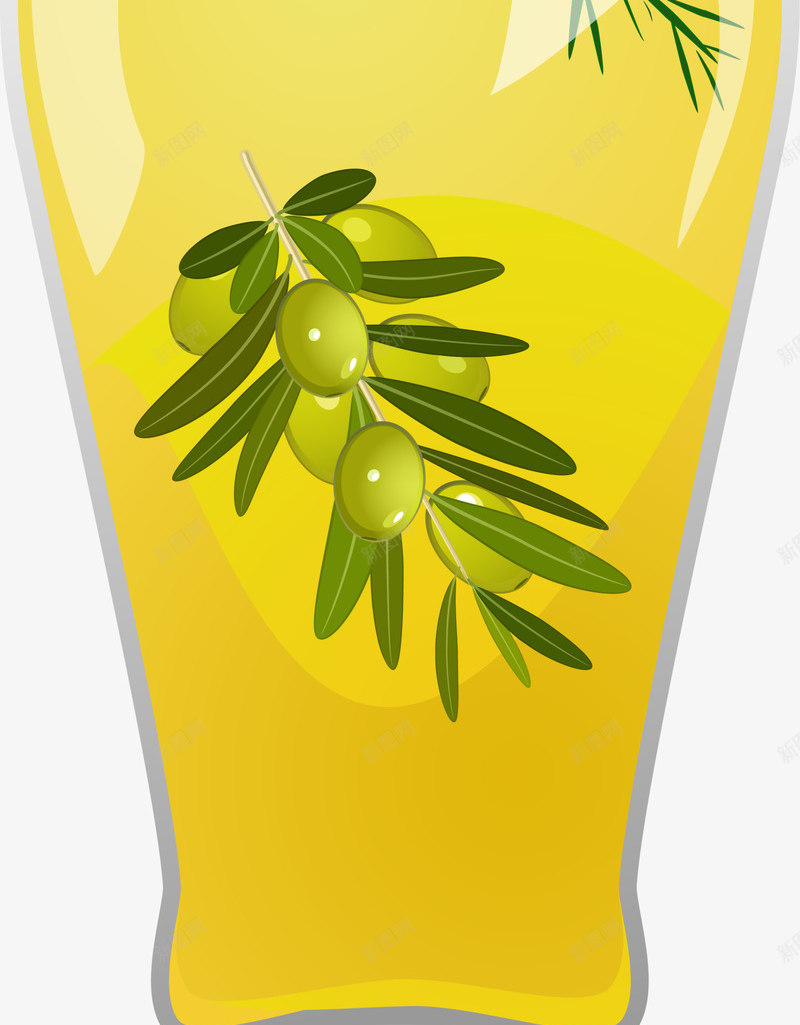 金色卡通橄榄油png免抠素材_新图网 https://ixintu.com 卡通瓶子 玻璃瓶 装饰图案 金色橄榄油 食物 食用油
