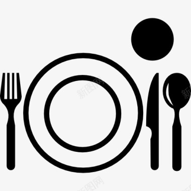 平板玻璃和餐具从顶视图图标图标