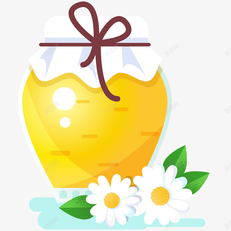 卡通蜂蜜罐矢量图ai免抠素材_新图网 https://ixintu.com 健康 卡通蜂蜜罐免抠PNG 植物 玻璃罐 秋季养生 花朵 蜂蜜罐 矢量图