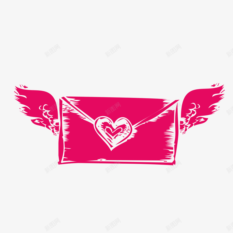 长着翅膀的信png免抠素材_新图网 https://ixintu.com 粉色 绘制 翅膀 长着翅膀的信
