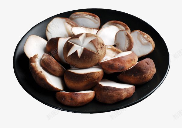 黑色盘子香菇png免抠素材_新图网 https://ixintu.com 食品素材 香菇图片 香菇素材 黑色盘子