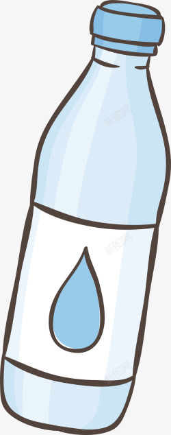 蓝色手绘玻璃水瓶素材