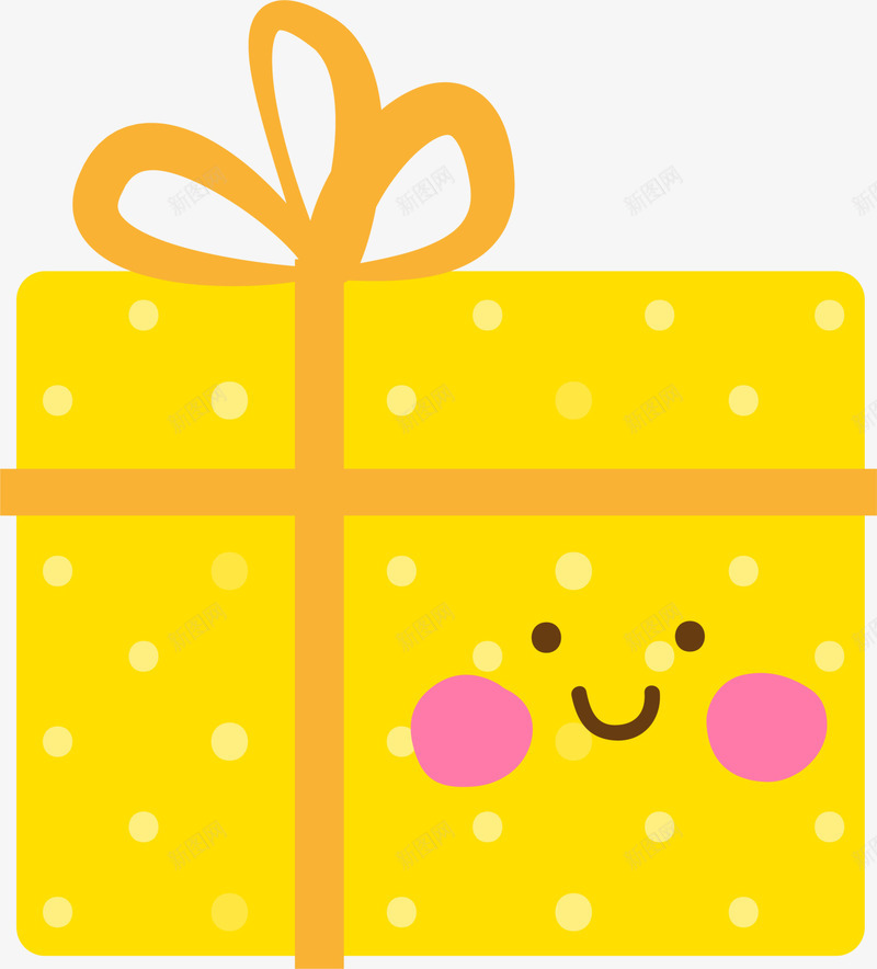 黄色卡通礼盒png免抠素材_新图网 https://ixintu.com 可爱礼盒 圣诞老人 斑点礼物 礼品 礼物 装饰图案 黄色礼盒