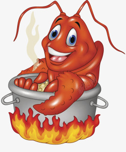 卡通鲜虾红色新鲜食物生鲜虾卡通高清图片