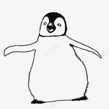 手绘企鹅宝宝元素矢量图图标图标