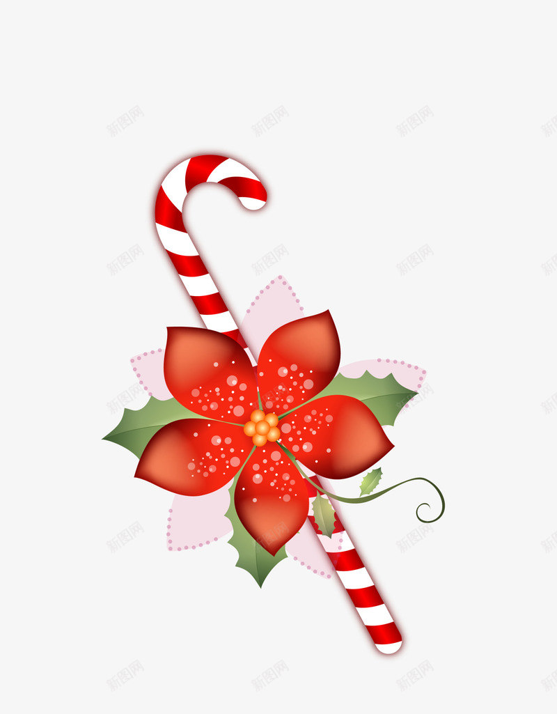 红色花朵拐杖糖果png免抠素材_新图网 https://ixintu.com Christmas Merry 圣诞快乐 圣诞节 拐杖糖果 花朵拐杖