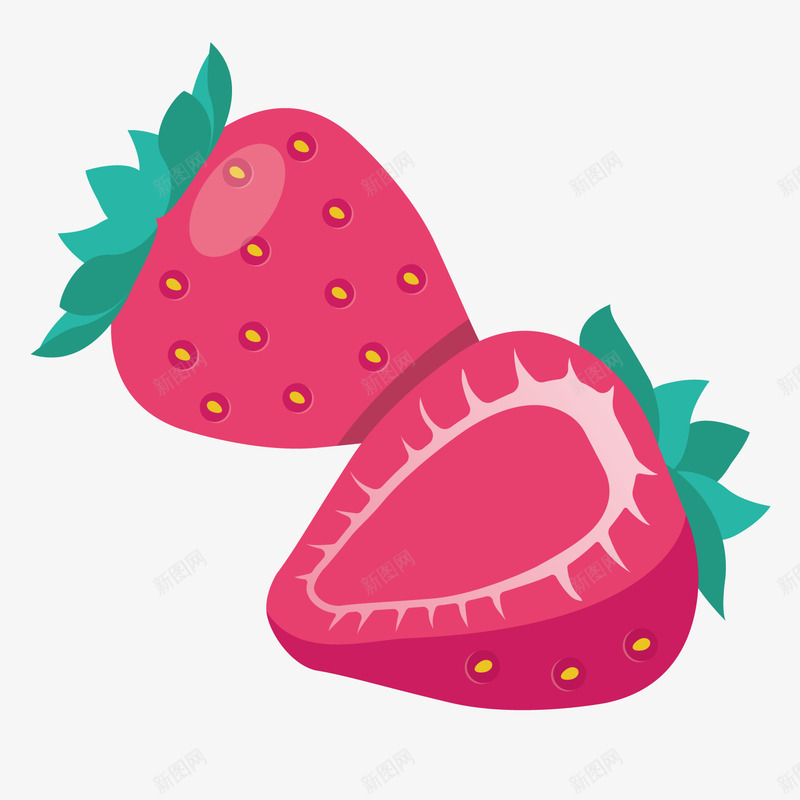 两颗手绘的扁平化草莓矢量图ai免抠素材_新图网 https://ixintu.com 两颗草莓 健康 扁平化 手绘 新鲜 水果 红色 美味 矢量图