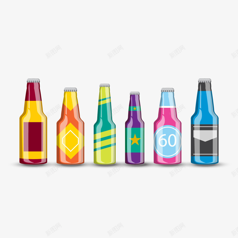 饮料瓶png免抠素材_新图网 https://ixintu.com 果汁 汽水 玻璃瓶 瓶子