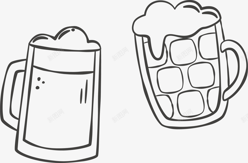 夏季手绘满杯啤酒图标png_新图网 https://ixintu.com 两杯啤酒 夏季啤酒 手绘 满杯啤酒 画画 绘画