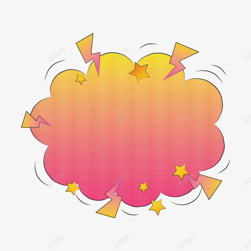 红色爆炸贴矢量图ai免抠素材_新图网 https://ixintu.com 圆弧 弧度 手绘 红色 线稿 闪电 矢量图