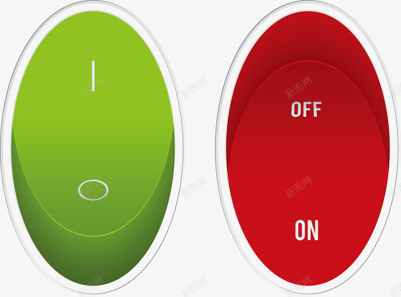 一个红色和绿色开关矢量图eps免抠素材_新图网 https://ixintu.com 开关 开关按钮 按钮 按钮PNG 红色开关 绿色开关 矢量图