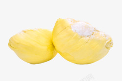 两个黄色的榴莲肉实物素材