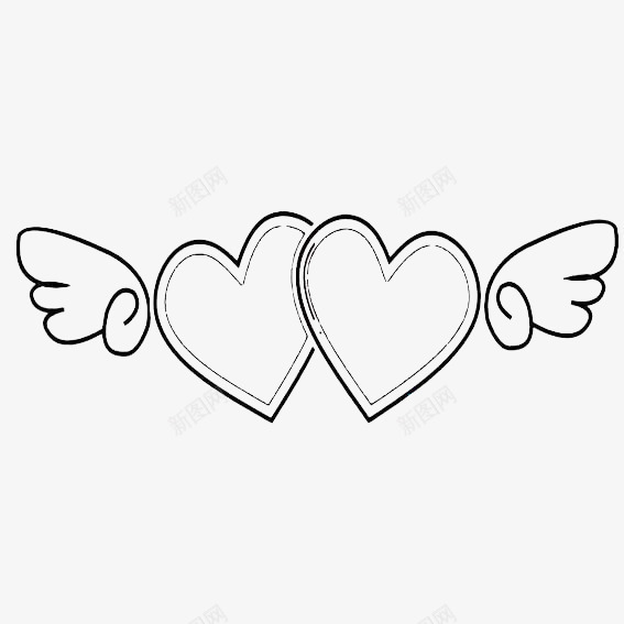 两个带翅膀的心型图案png免抠素材_新图网 https://ixintu.com 图案 心型 翅膀 飞行
