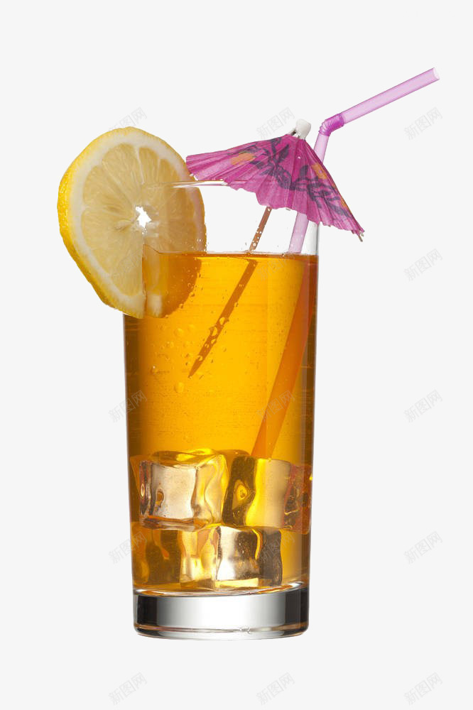 一杯苹果汁png免抠素材_新图网 https://ixintu.com 冰块 冰饮 实物 柠檬片 玻璃杯 苹果汁 饮料