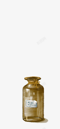 棕色玻璃瓶玻璃瓶棕色标签高清图片