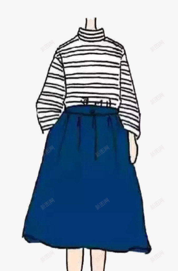 手绘女孩图标png_新图网 https://ixintu.com 图标 手绘 横条衣服 牛仔裙子