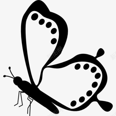 蝴蝶侧视图点在边境翅膀的图标图标