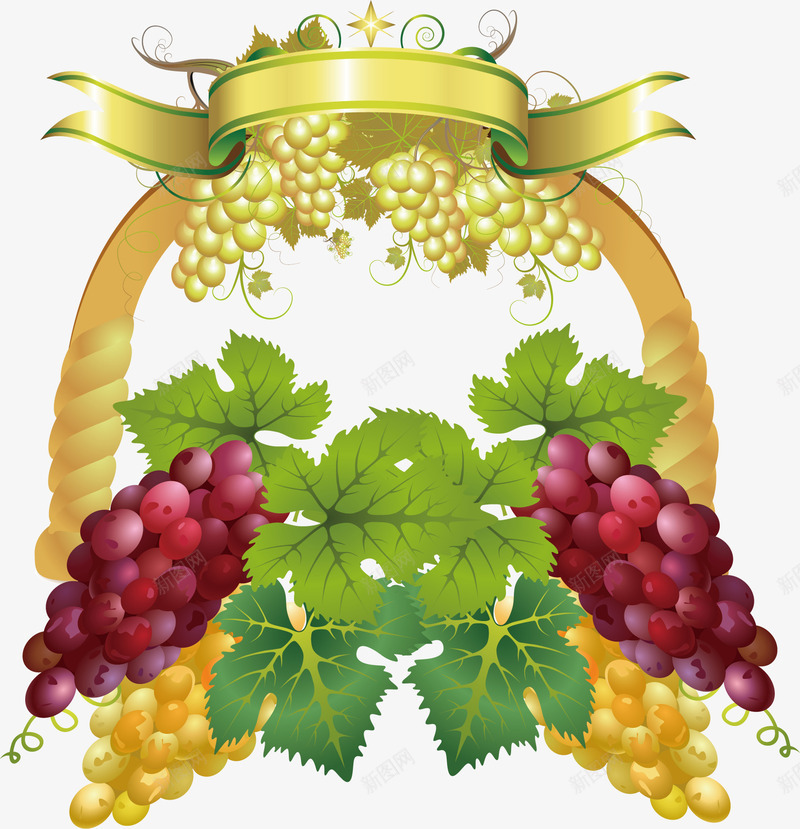 葡萄水果平面矢量图ai免抠素材_新图网 https://ixintu.com AI免抠图 卡通手绘 手绘图设计图 有机水果 水果 葡萄叶子 葡萄酒酒标 矢量图