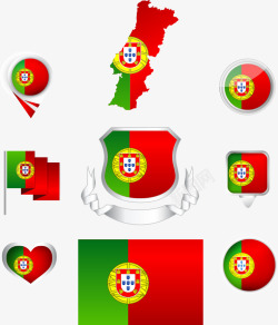 葡萄牙地图葡萄牙国旗矢量图高清图片