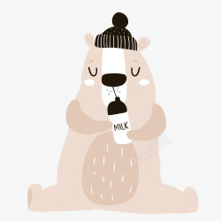 个性帽子棕色小熊手绘矢量图高清图片