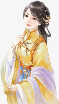 美女png免抠素材_新图网 https://ixintu.com 中国古代衣服 古代 女孩 手绘 黄衣服 黄衣服美女