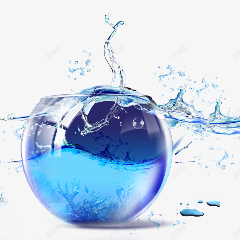 水缸png免抠素材_新图网 https://ixintu.com 水花 玻璃缸 蓝色