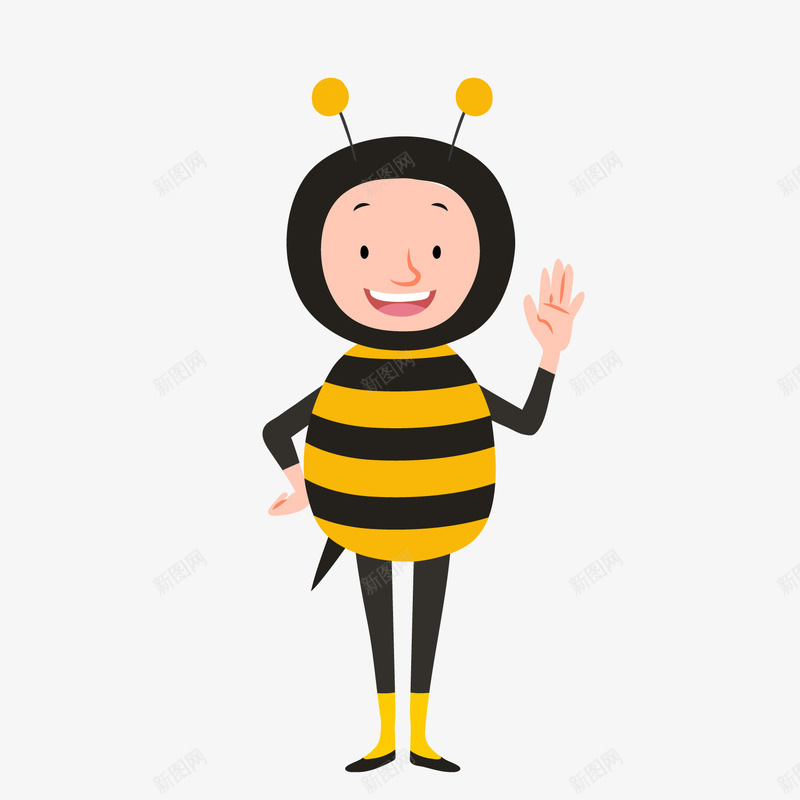 一个装扮成蜜蜂的人矢量图ai免抠素材_新图网 https://ixintu.com 动物 卡通 可爱 小人 小猪 蜜蜂 装扮动物 矢量图