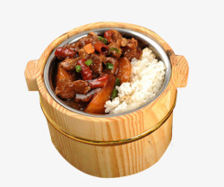 红烧肉饭木桶米饭素材