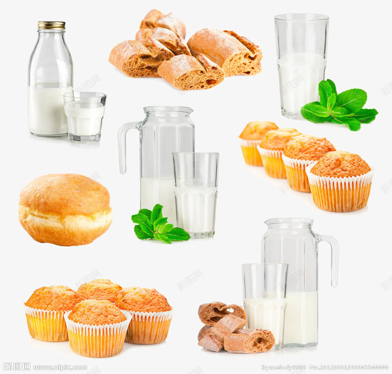牛奶面包png免抠素材_新图网 https://ixintu.com 早点 早餐 牛奶 玻璃杯 美食 营养早餐 西餐美食 面包 食物