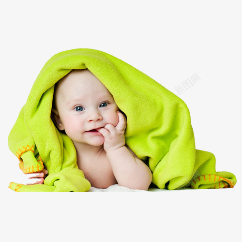 盖毛巾的宝宝png免抠素材_新图网 https://ixintu.com 安全 宝宝 柔软 毛巾 绿色 舒适