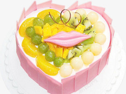粉色奶油蛋糕矢量水果生日蛋糕高清图片