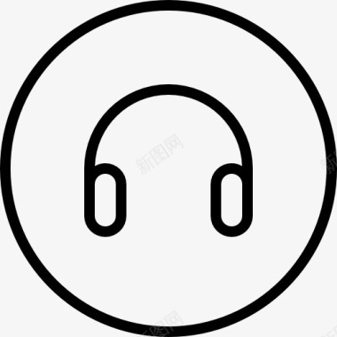 耳机轮廓圆形按钮图标图标